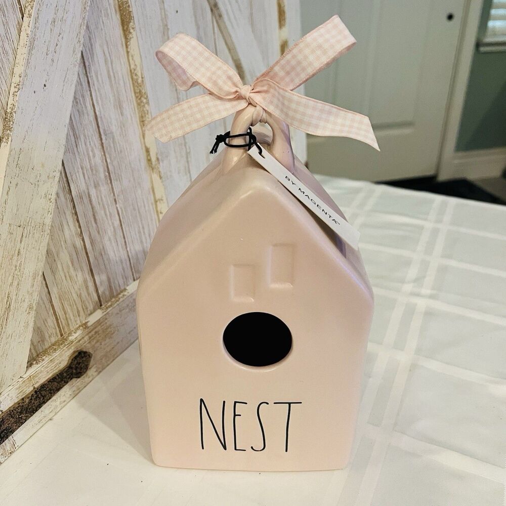 Rae Dunn Pink Ceramic NEST Birdhouse Artisan Collection NWT